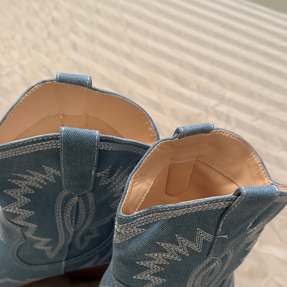 Blue Denim Western-Style Women's Boots - Picture 3 of 6
